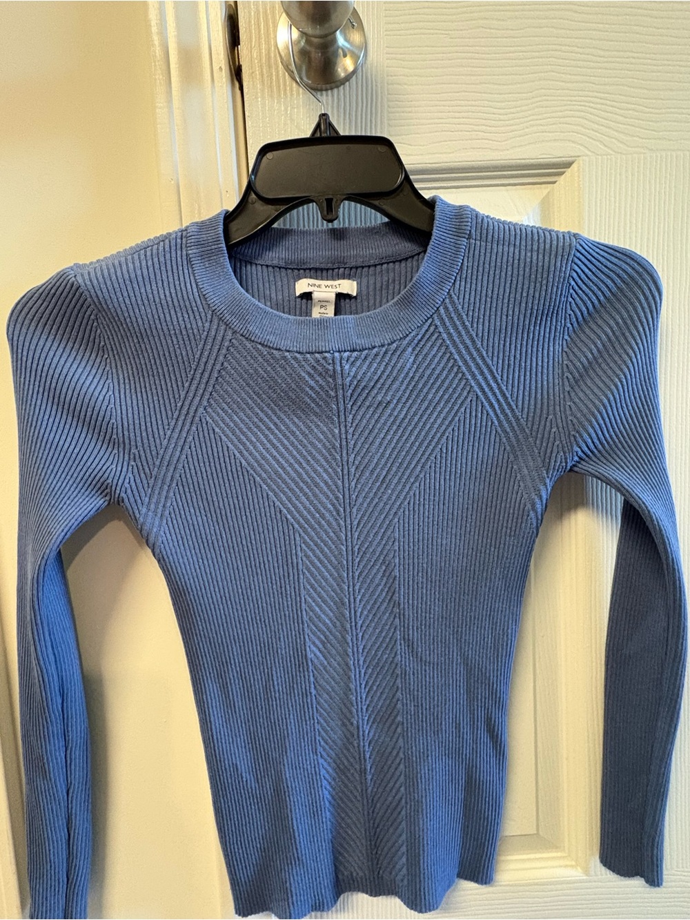 Nine West Periwinkle Ribbed Crewneck Sweater